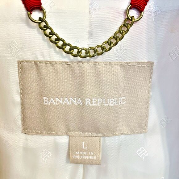 Banana Republic Women's 100% Cotton Military Cadet Jacket Size Large Ivory Cream - Picture 4 of 10